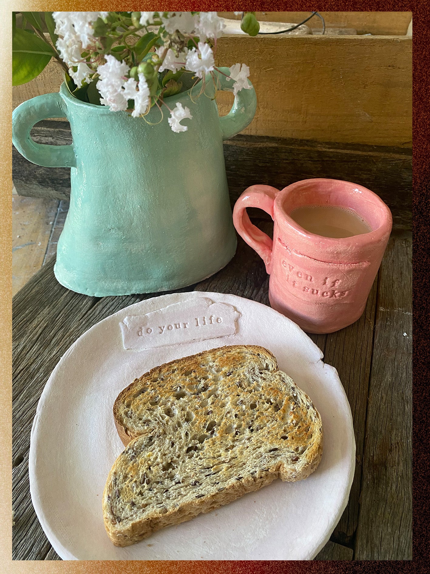 Make a cup and a plate for your tea and toast